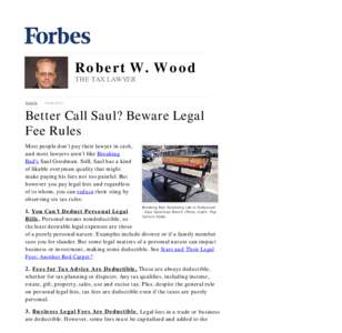Better Call Saul? Beware Legal Fee Rules
