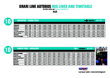ORARI LINE AUTOBUS BUS LINES AND TIMETABLE Servizio attivo per Service available for H2R  10