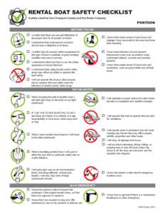 RENTAL BOAT SAFETY CHECKLIST A safety checklist from Transport Canada and this Rental Company. PONTOON BEFORE YOU GO
