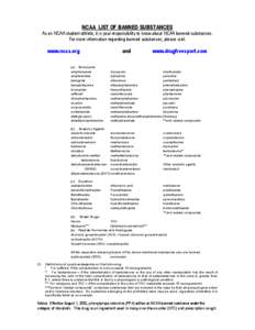 Microsoft Word - NCAA LIST OF BANNED SUBSTANCES.doc