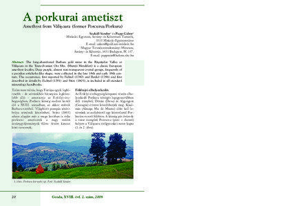 A porkurai ametiszt Amethyst from Va˘lis¸oara (former Porcurea/Porkura) 1