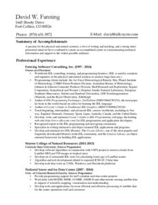 David W. Fanning[removed]Sheely Drive Fort Collins, CO[removed]Phone: ([removed]