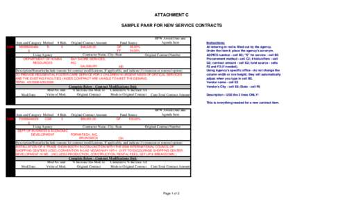 ATTACHMENT C SAMPLE PAAR FOR NEW SERVICE CONTRACTS 1 DBM