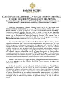 (Il Rosèdi BARONE PIZZINI miglior Vino Biologico al mondo - Vinitaly)