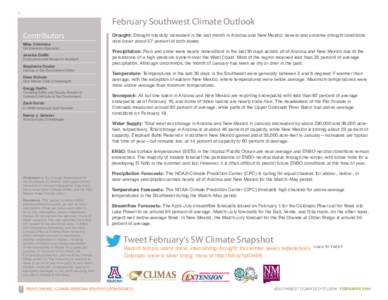 1  February Southwest Climate Outlook Contributors Mike Crimmins