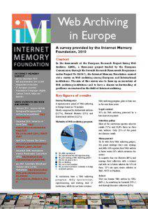 Web Archiving in Europe A survey provided by the Internet Memory