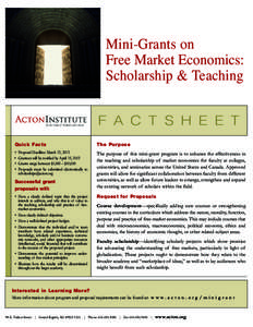 Mini-Grants on Free Market Economics: Scholarship & Teaching for the Study of Religion and Liberty