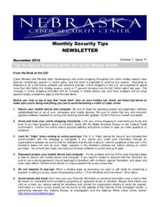 Monthly Security Tips NEWSLETTER November 2012 Volume 7, Issue 11