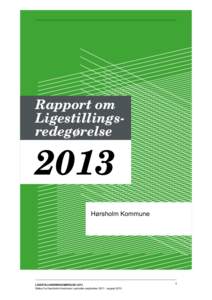 Rapport om Ligestillingsredegørelse 2013 Hørsholm Kommune