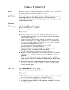 Resume - Matthew J Rutherford-website