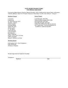 Individualized Education Program / Individuals with Disabilities Education Act / Minutes / Arizona Department of Education / Government / Law / Parliamentary procedure / Meetings / Quorum