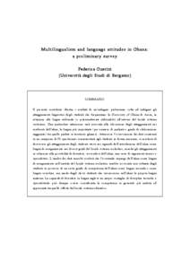 Multilingualism and language attitudes in Ghana: a preliminary survey Federica Guerini