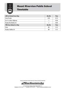 School Bus Services Mount Riverview Public School Timetable