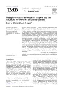 J. Mol. Biol[removed], 784–795  doi:[removed]j.jmb[removed]Mesophile versus Thermophile: Insights Into the Structural Mechanisms of Kinetic Stability