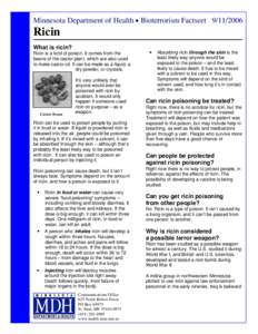 Ricin Fact Sheet - Minnesota Dept. of Health