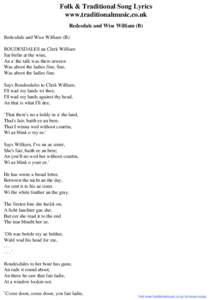 Folk & Traditional Song Lyrics - Redesdale and Wise William (B)