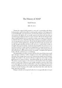 e History of ASAP Keith Horton July ,