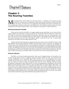 Page 6  Chapter 2 The Roaring Twenties  M