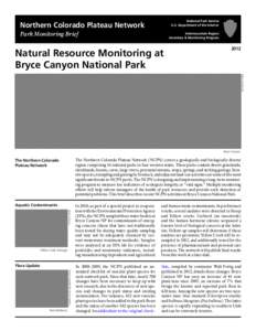 National Park Service U.S. Department of the Interior Northern Colorado Plateau Network Park Monitoring Brief