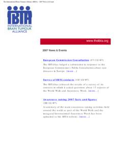 The International Brain Tumour Alliance (IBTA[removed]News & Events