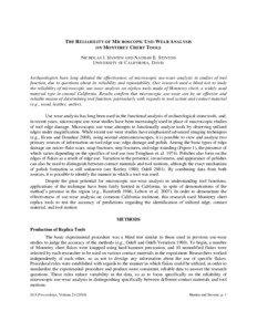 THE RELIABILITY OF MICROSCOPIC USE-WEAR ANALYSIS ON MONTEREY CHERT TOOLS