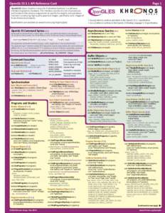 OpenGL ES 3.1 API Reference Card	  Page 1 OpenGL ES (Open Graphics Library for Embedded Systems) is a software interface to graphics hardware. The interface consists of a set of procedures