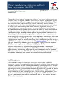 China’s manufacturing employment and hourly labor compensation, [removed]