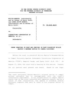 IN THE UNITED STATES DISTRICT COURT FOR THE WESTERN DISTRICT OF TENNESSEE WESTERN DIVISION _________________________________________________________________  WILLIE MARTIN, individually