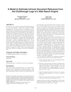 A Model to Estimate Intrinsic Document Relevance from the Clickthrough Logs of a Web Search Engine Georges Dupret Ciya Liao