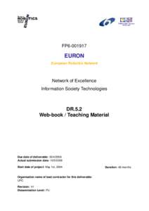 FP6[removed]EURON European Robotics Network  Network of Excellence