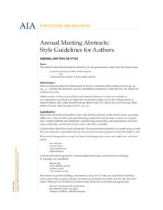AIA  Publications and New Media Annual Meeting Abstracts: Style Guidelines for Authors