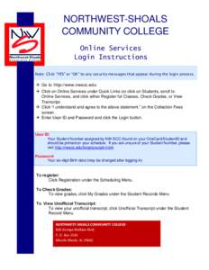 NORTHWEST-SHOALS COMMUNITY COLLEGE Online Services Login Instructions  POWER UP.