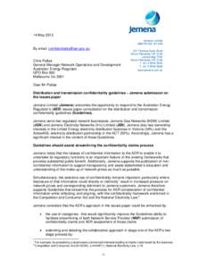 Microsoft Word - DRAFT Confidentiality guidelines Issues Paper response - Jemena v2.doc