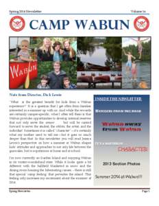 Spring 2014 Newsletter  Volume 16 CAMP WABUN