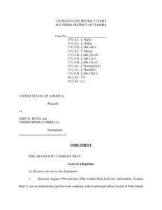 UNITED STATES DISTRICT COURT SOUTHERN DISTRICT OF FLORIDA Case No. 15 U.S.C. § 78j(b) 15 U.S.C. § 78ff(a)