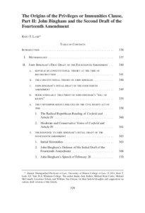 The Origins of the Privileges or Immunities Clause, Part II: John Bingham and the Second Draft of the Fourteenth Amendment