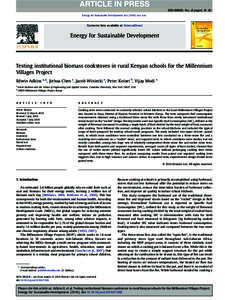 Testing institutional biomass cookstoves in rural Kenyan schools for the Millennium Villages Project