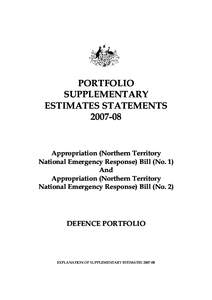 PORTFOLIO SUPPLEMENTARY ESTIMATES STATEMENTS[removed]Appropriation (Northern Territory