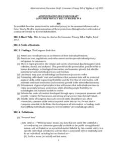 Administration Discussion Draft: Consumer Privacy Bill of Rights Act