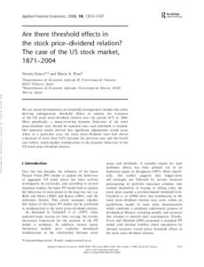 Applied Financial Economics, 2008, 18, 1533–1537  Are there threshold effects in the stock price–dividend relation? The case of the US stock market, 1871–2004