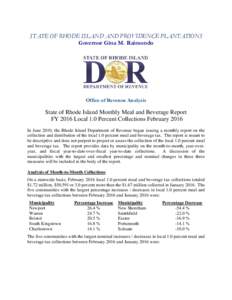 State of Rhode Island Revenue Brief