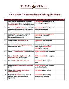  A Checklist for International Exchange Students Required Steps Before Arrival