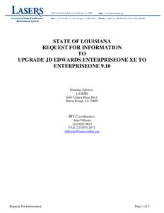 STATE OF LOUISIANA REQUEST FOR INFORMATION TO UPGRADE JD EDWARDS ENTERPRISEONE XE TO ENTERPRISEONE 9.10