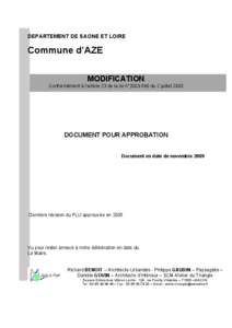 DEPARTEMENT DE SAONE ET LOIRE  Commune d’AZE MODIFICATION Conformément à l’article 23 de la loi n°du 2 juillet 2003