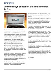 LinkedIn buys education site lynda.com for $1.5 bn