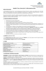 Dirección de Desarrollo Comunitario - DIDECO Departamento de Fomento Productivo Unidad de Microempresa Subsidio “Crea y Desarrolla Tu Microempresa 2015” BASES DE POSTULACIÓN