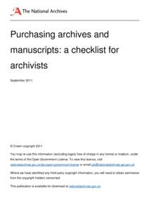 The National Archives / Archive / Government procurement in the United States / Tax / Library science / Museology / Business / Archival science / Archivist / Occupations