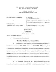 IN THE UNITED STATES DISTRICT COURT FOR THE DISTRICT OF COLUMBIA Holding a Criminal Term Grand Jury Sworn in on October 31, 2003  UNITED STATES OF AMERICA