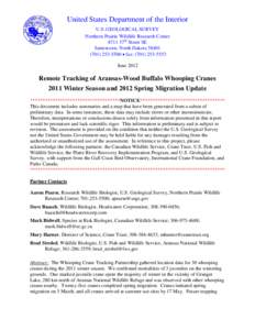 United States Department of the Interior U.S. GEOLOGICAL SURVEY Northern Prairie Wildlife Research Center 8711 37th Street SE Jamestown, North Dakota[removed]5500 • fax: ([removed]