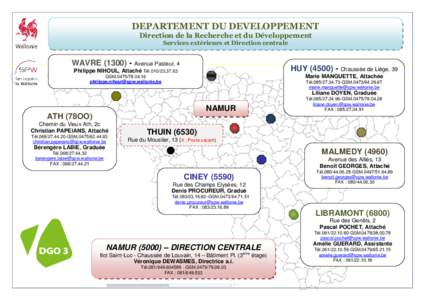 DEPARTEMENT DU DEVELOPPEMENT Direction de la Recherche et du Développement Services extérieurs et Direction centrale WAVRE[removed]Avenue Pasteur, 4